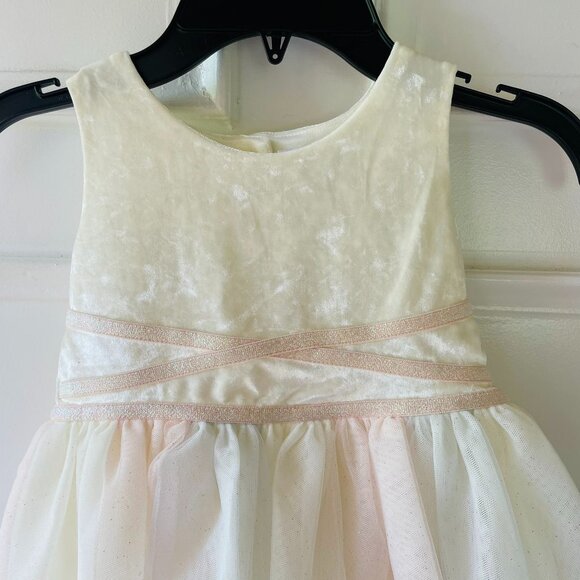 The Childrens Place Toddler Dress 18-24M Tulle Skirt and Ivory Velvet Top - Picture 3 of 10